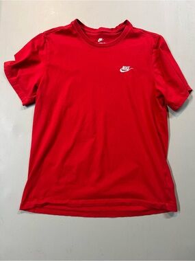Nike The Nike Tee Red Embroidered Logo Short Sleeve T-Shirt Size Large